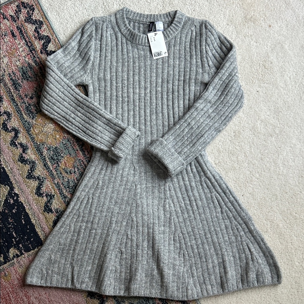 H&M Gray Ribbed Knit Sweater Dress - NWT